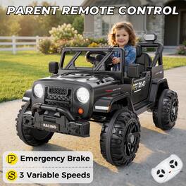 ANPABO - 12V Ride on Toys for Toddlers, Electric Ride On Car for Kids, Remote Control, Bluetooth, Music, 3 Speeds - Black