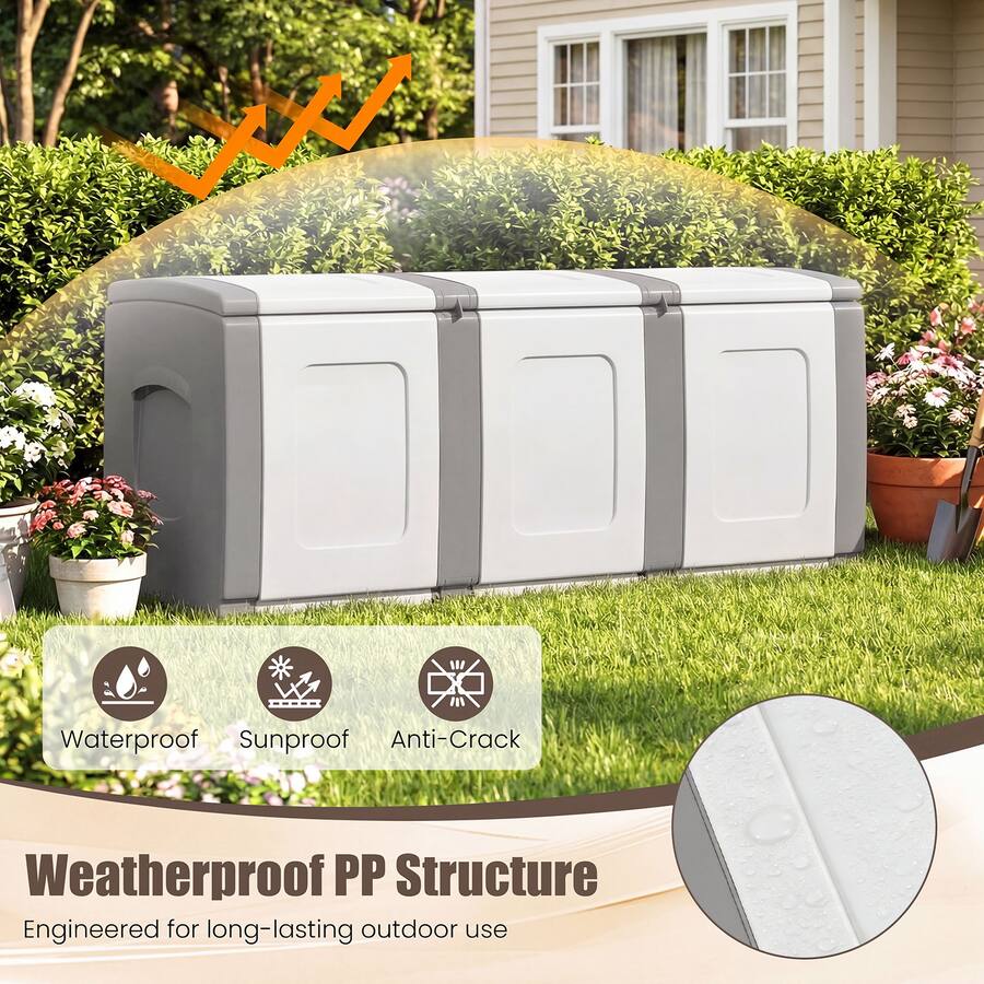 Weatherproof Storage Bucket Gymax Deck Box Patio Container w/ Lockable Lid Weatherproof Plastic ...