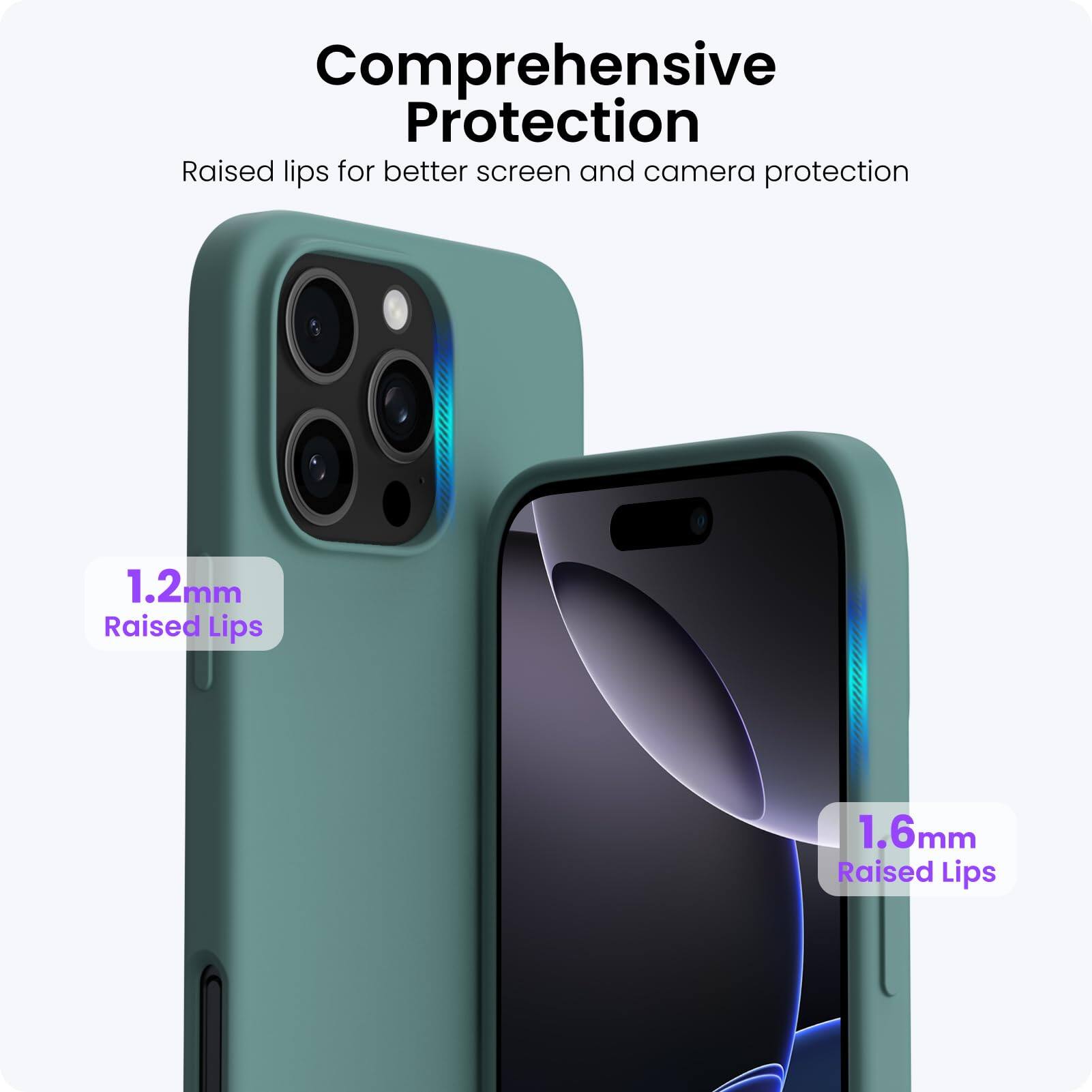 Comprehensive Protection
Raised lips for better screen and camera protection
1.2mm Raised Lips
1.6mm Raised Lips
