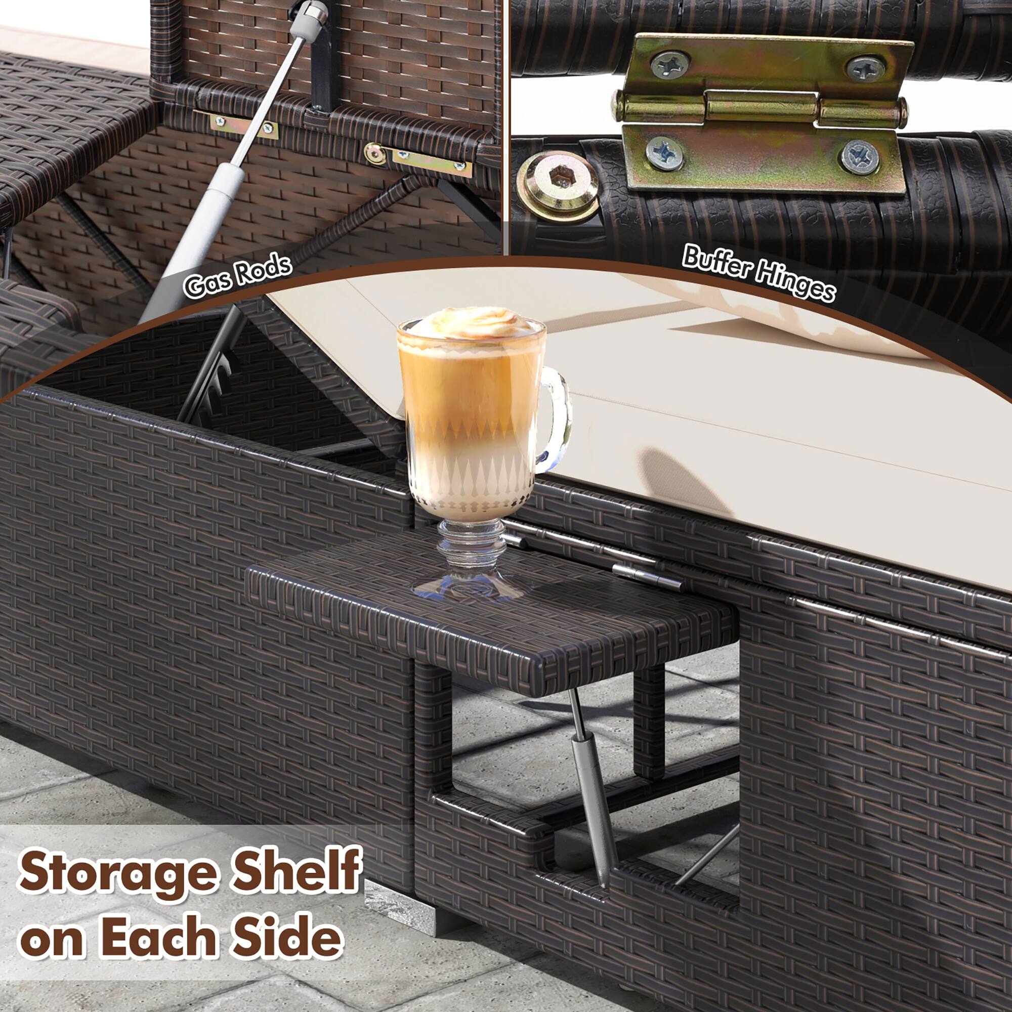 - Gas Rods
- Buffer Hinges
- Storage Shelf on Each Side