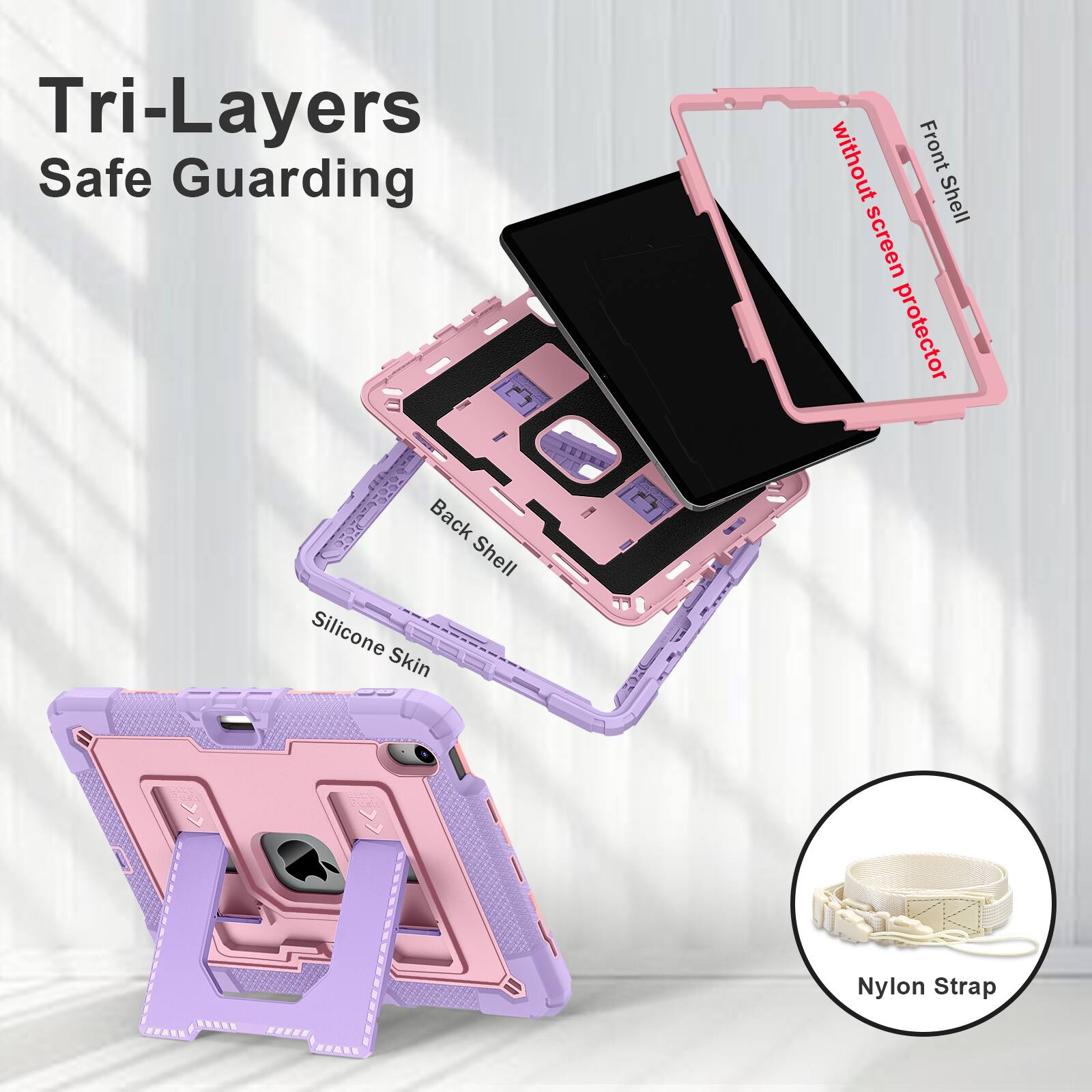 Tri-Layers Safe Guarding  
- HEERE M  
Back Shell Silicone Skin without Front Shell  
Screen Protector  
Nylon Strap