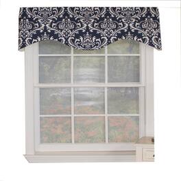RLF Home - 70% Polyester 30% Cotton Ozbourne Cornice Syel 3" Rod Pocket Valance 50" x 17" - Navy