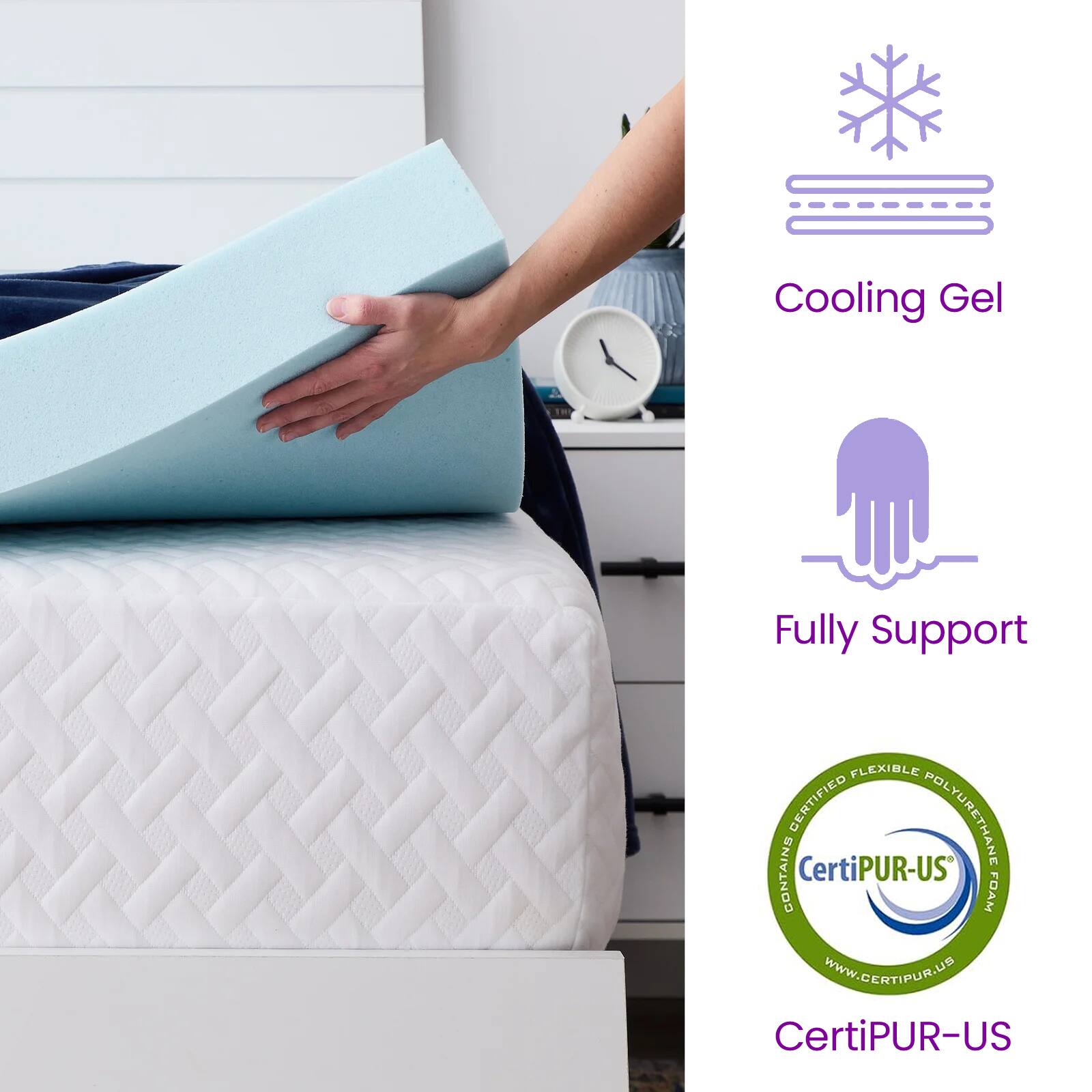 Cooling Gel  
Fully Support  
CertiPUR-US  
Contains CertiPUR-US Foam  
WWW.CERTIPUR.US