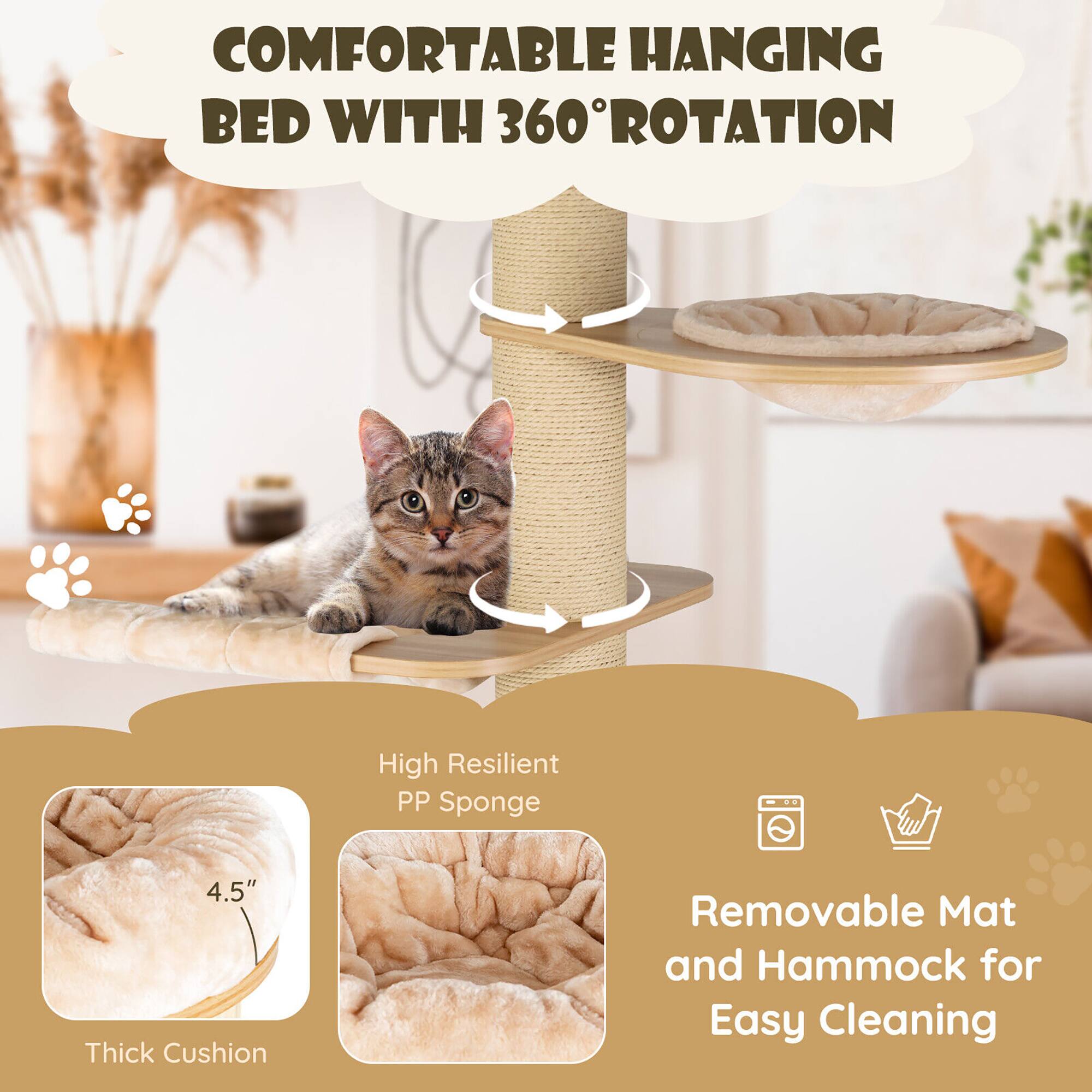 COMFORTABLE HANGING BED WITH 360° ROTATION

High Resilient PP Sponge
4.5" Thick Cushion
Removable Mat and Hammock for Easy Cleaning
