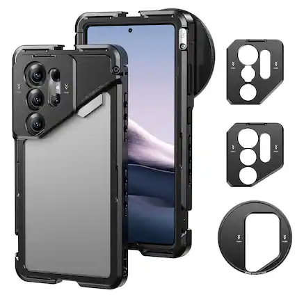 Front. VEGA AUTOMOTIVE - S25 Ultra Phone Cage Mobile Video Rig Stabilizer With Filter Adapter Lens Backplate T Mount Compatible Mome... - S25 Ultra Cage.