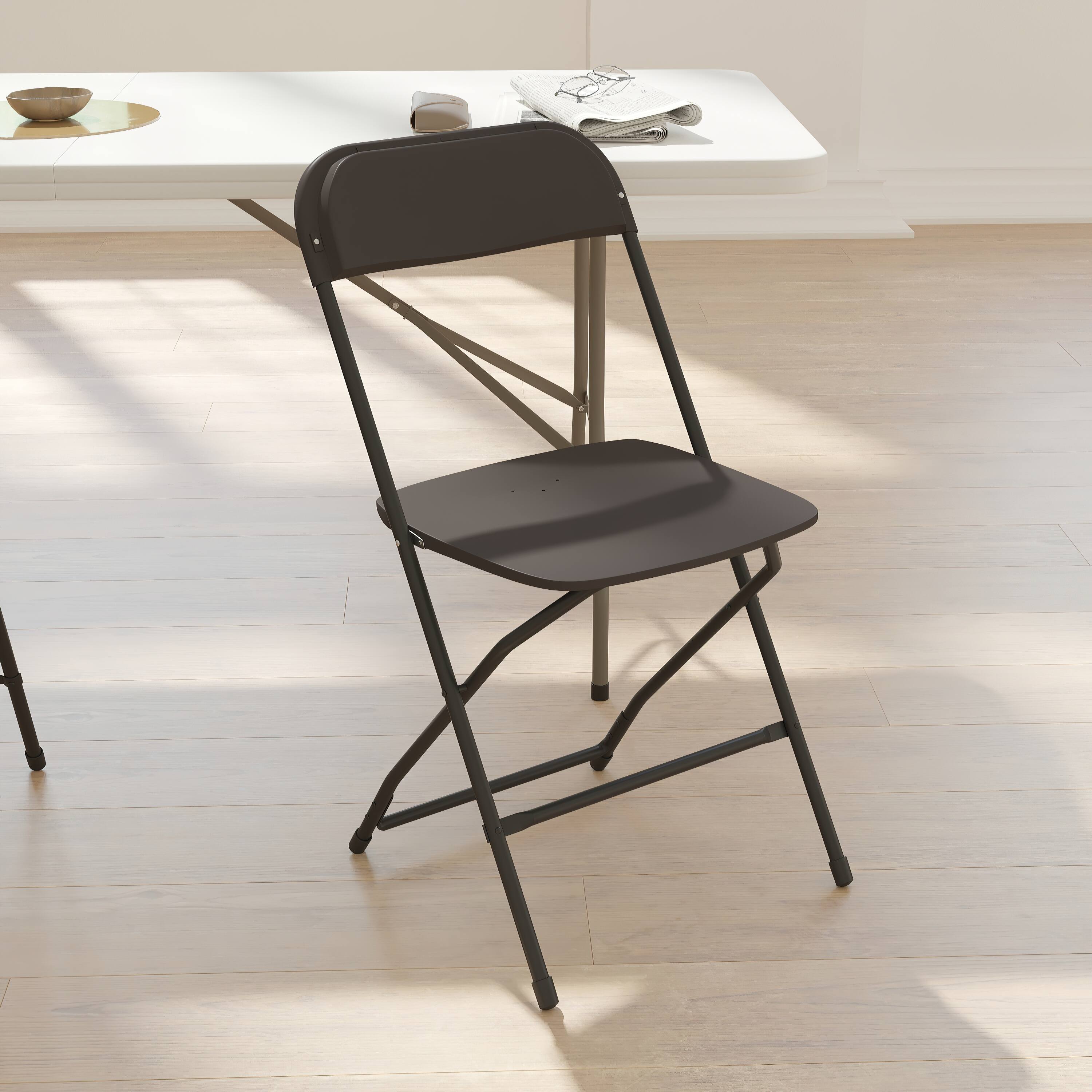 Alt View 4. Emma + Oliver - Plastic Folding Chair - 4 Pack 650LB Weight Capacity - Black.