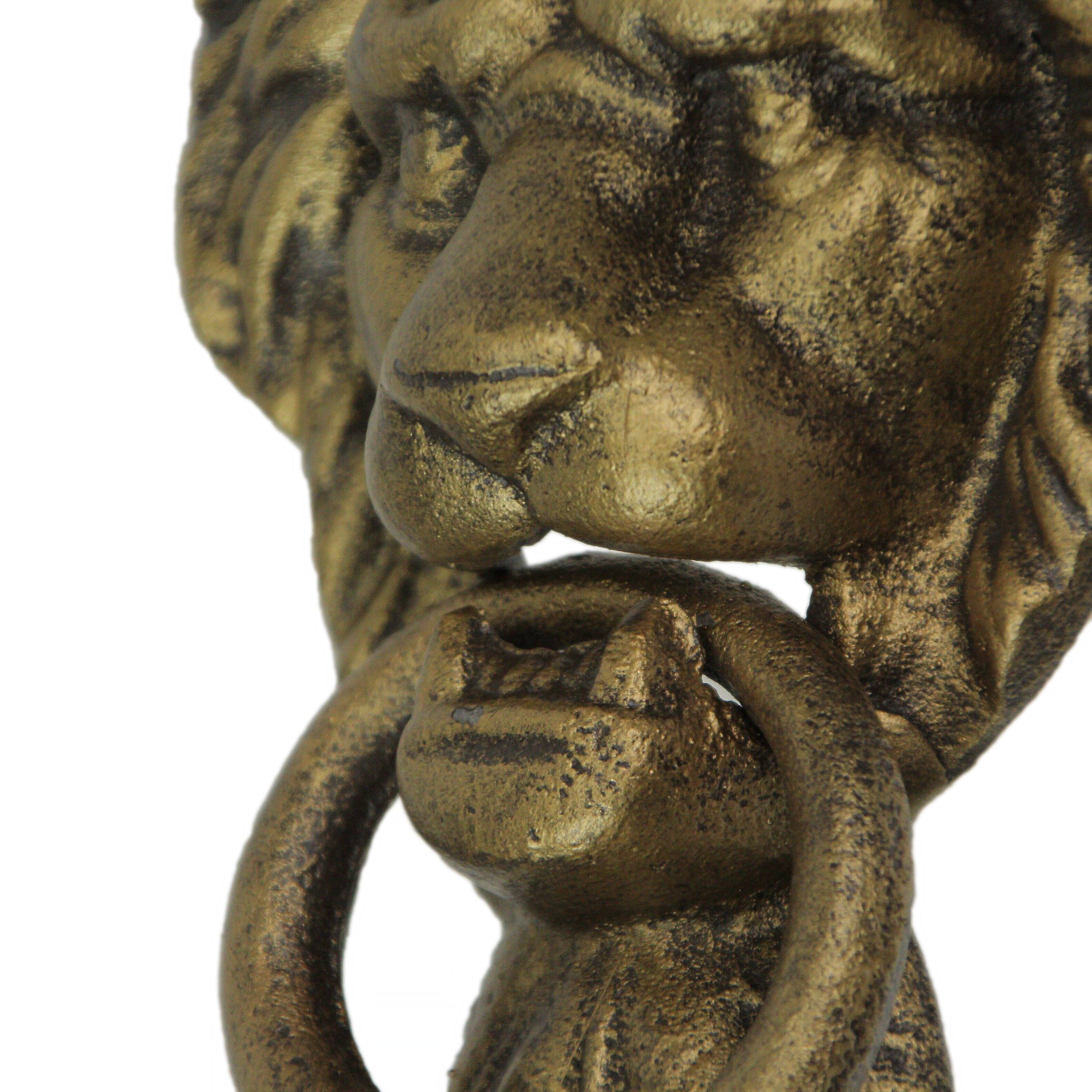 Alt View 7. Zeckos - 10 Inch Bronze Cast Iron Lion Vintage Door Knocker Decorative Home Decor - Bronze.