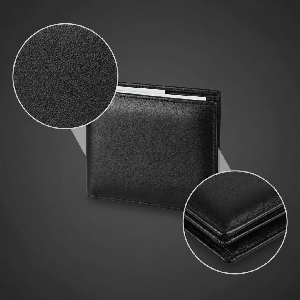 Alt View 1. ZUQIETA - ZUQIETA Genuine Leather Men's Wallet - RFID Bifold with 2 ID Windows - Black.