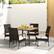 Back. Costway - 5 PCS Patio PE Wicker Dining Set Table and Chairs with Cushions 1.9" Umbrella Hole - Mix Brown + Off White.