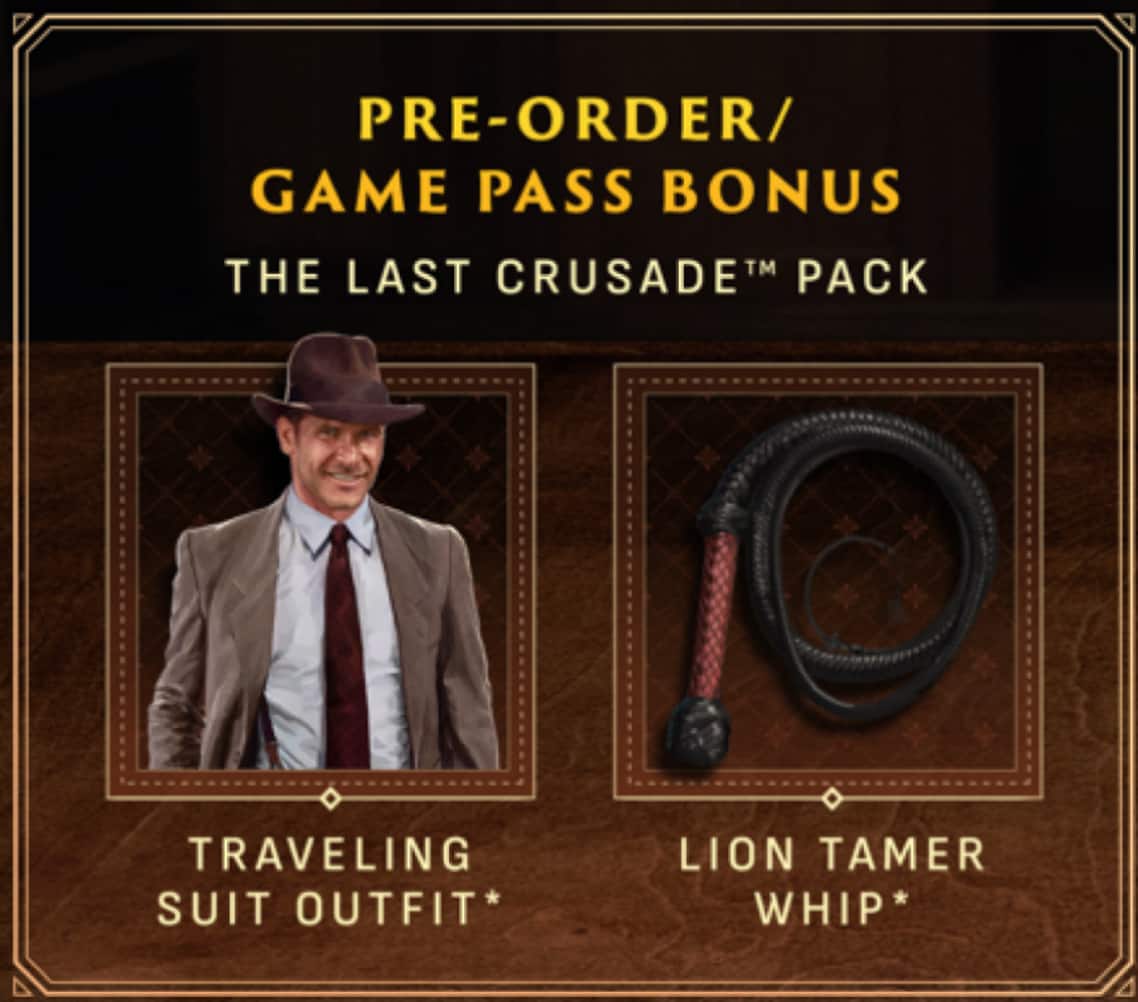 Pre-order/Game Pass Bonus: The Last Crusade TM Pack - Traveling Suit Outfit, Lion Tamer Whip