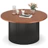Costway - Round Coffee Table 32" Tea Table with Solid Wood Frame Home Accent Cocktail Table - Brown