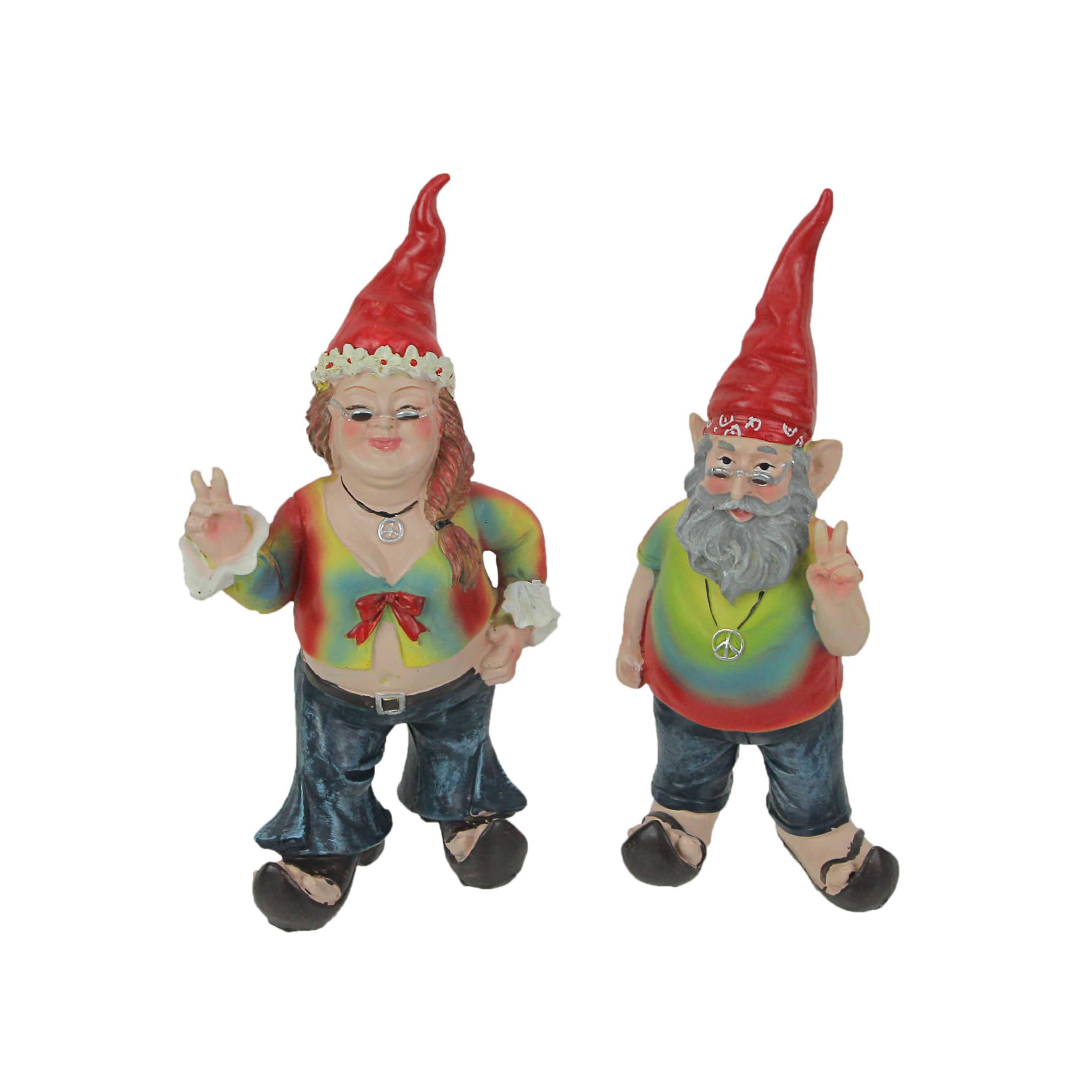Zeckos - Gnancy and Gnarley Pair of Hippie Garden Gnome Statues 8.25 Inches High - Multicolored price history on PriceWatchPro