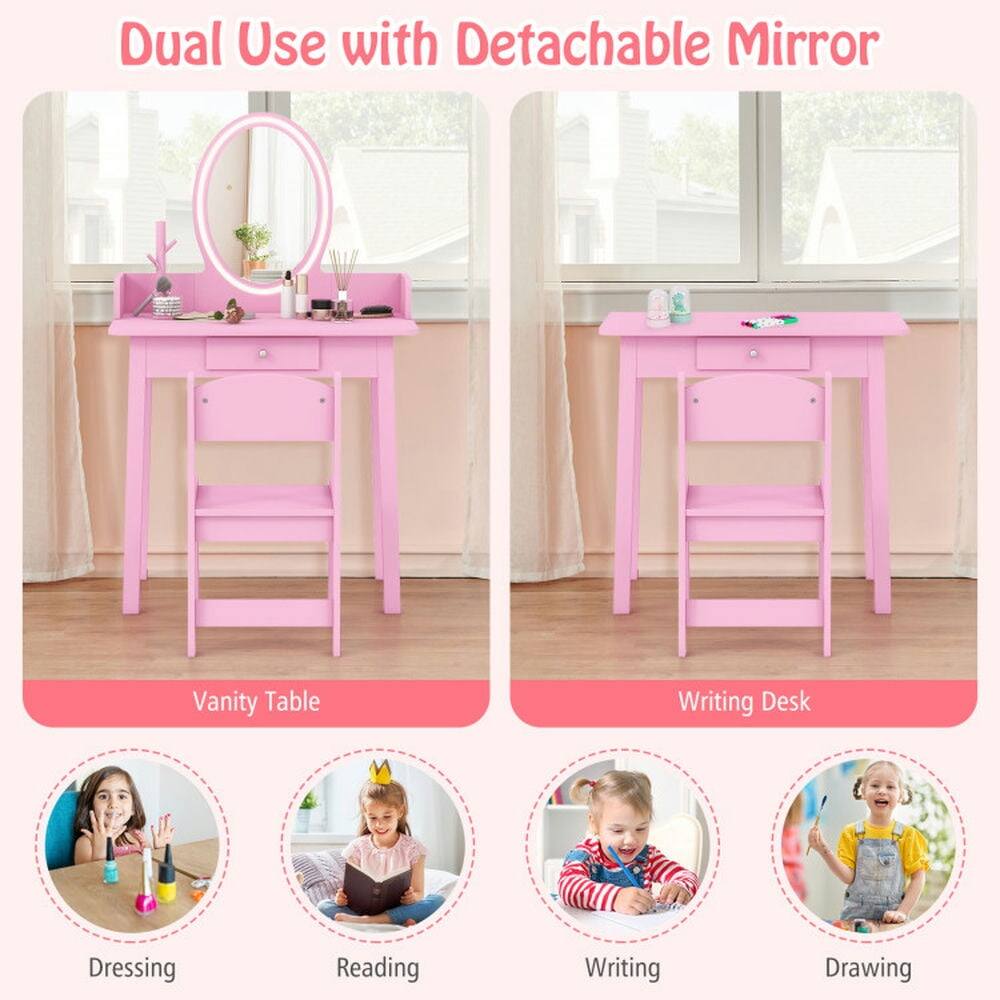 Dual Use with Detachable Mirror

Vanity Table

Writing Desk

Dressing

Reading

Writing

Drawing