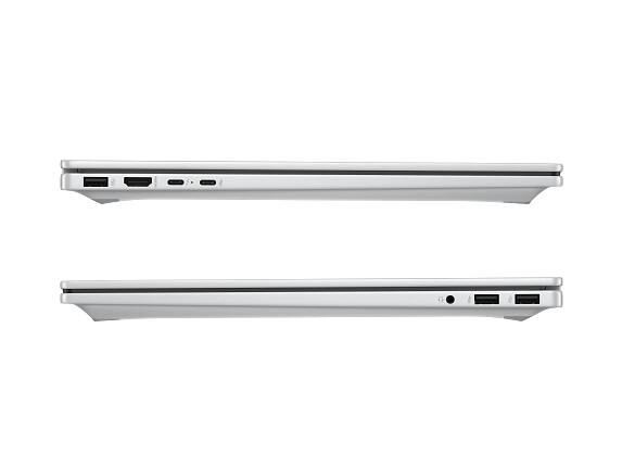 Angle. HP - HP OmniBook X Laptop Computer 17.3" FHD Touch Screen Intel Core Ultra 7 16 GB - Glacier silver aluminum.