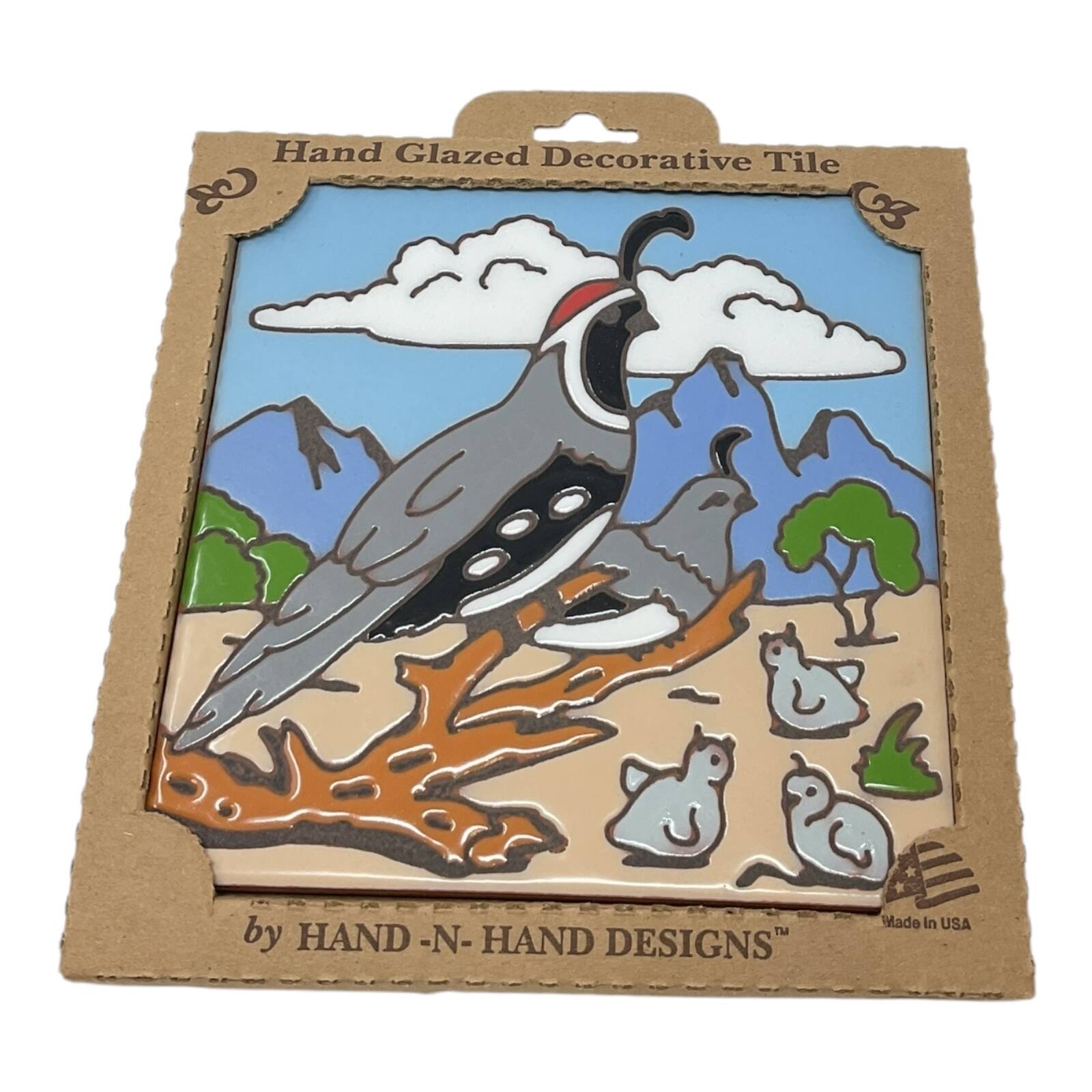 Hand Glazed Decorative Tile by HAND -N- HAND DESIGNS  
Made in USA