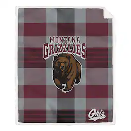 Pegasus - Montana Grizzlies 60- x 70- Plaid Steel Ultra Cozy Sherpa Blanket - Multicolor