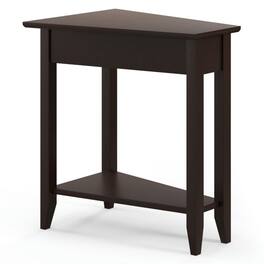 Kadyn - 2-Tier Wedge Narrow End Table with Storage Shelf and Solid Wood Legs-Espresso, Nightstand Small Side Table - Brown