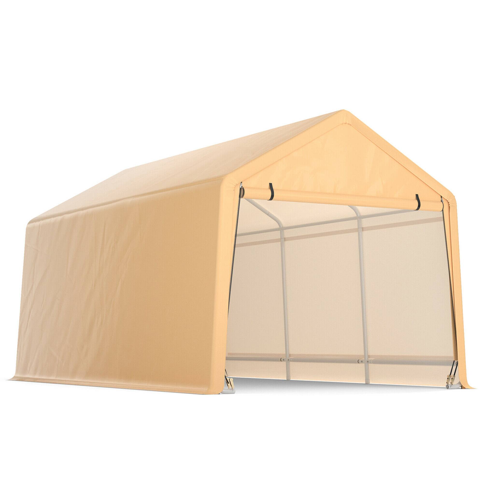 Alt View 9. Gymax - Gymax 9x17 ft Heavy Duty Carport Canopy PE Car Tent Steel Outdoor Garage Shelter - Yellow.