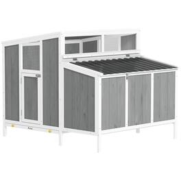 Pawhut - Coop, Wooden Chicken House for 4-6 Hens, Outdoor Hen House with Nesting Box - Gray