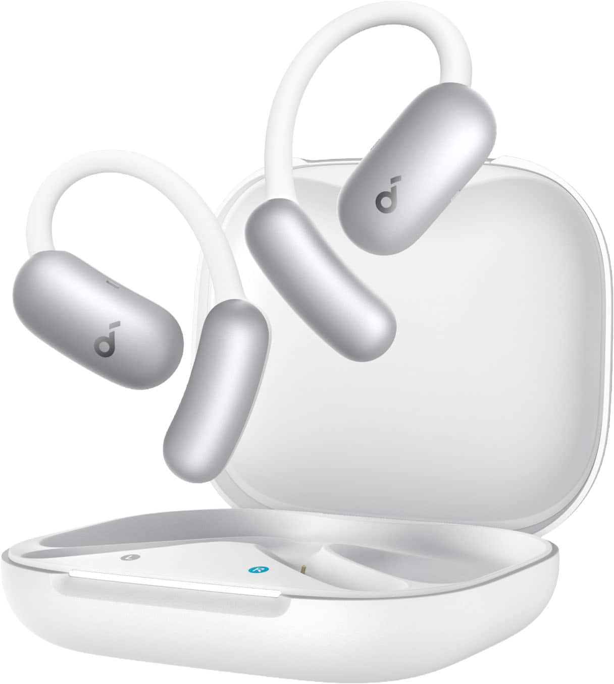 Front. Soundcore - by Anker AeroFit 2 A.I. Assistant Open-Ear Bluetooth Headphones with Real-Time Translation and Adjustable Ear Hooks - Pearl White.