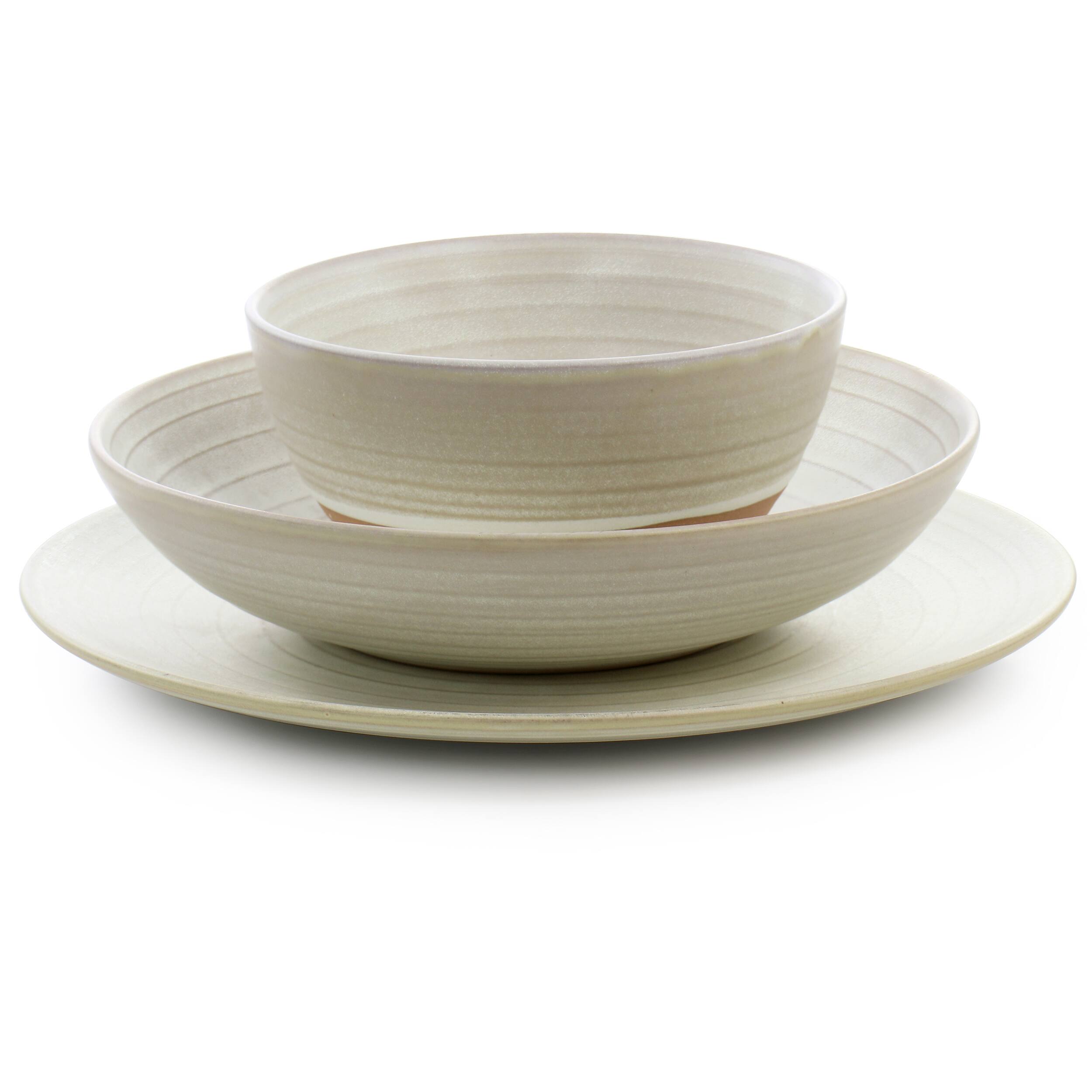 Alt View 1. Gibson - Gibson Elite 12 Piece Dreamweaver Round Earthenware Dinnerware Set in Matte White - Matte White.