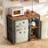 Alt View 2. Aheaplus - Small Bar Cabinet with Mini Fridge Space, Coffee Bar Microwave Stand with Power Outlet & Glass Holder for Kitchen - Brown.