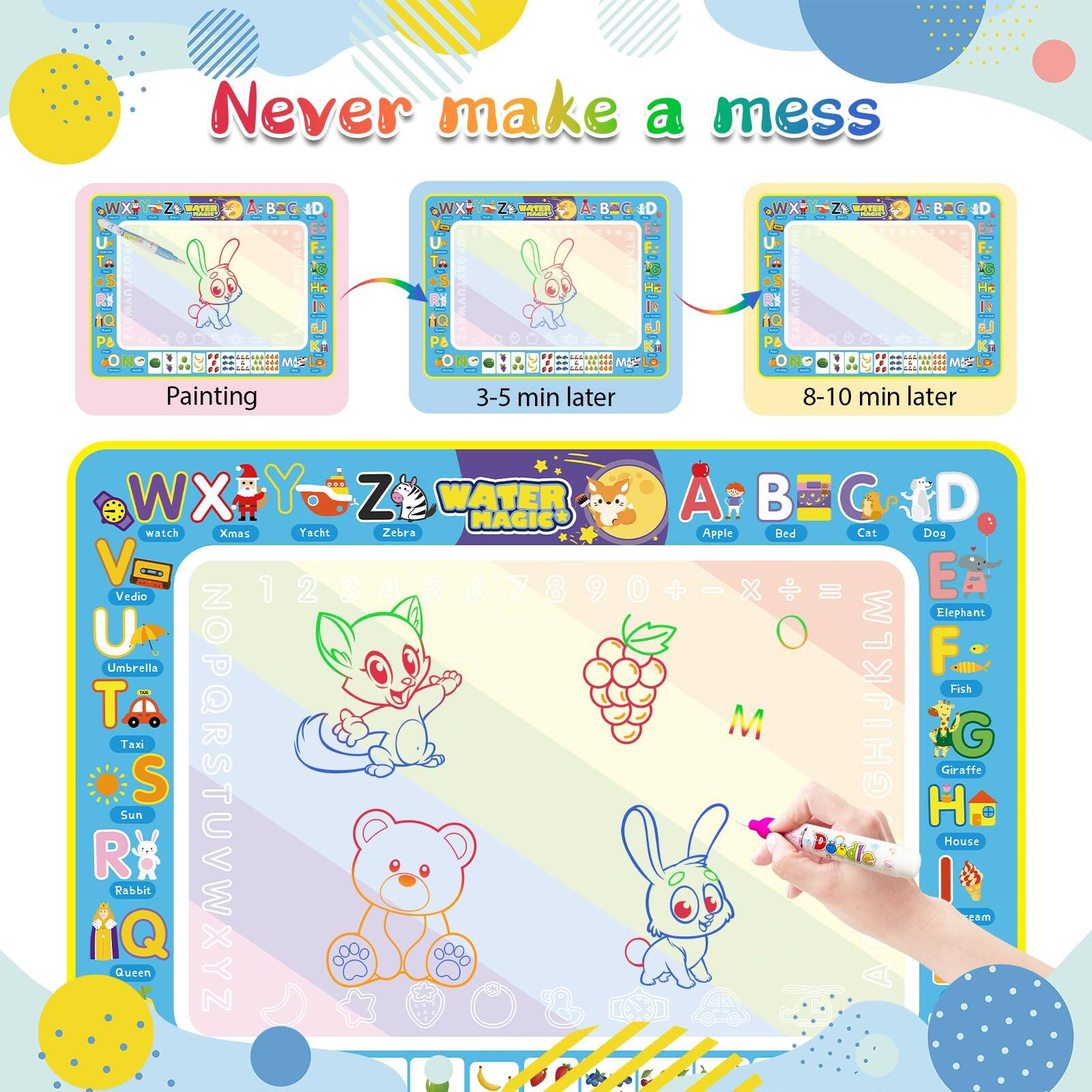 Never make a mess

Painting

3-5 min later

8-10 min later

WX Y Z WATER MAGIC

watch Xmas Yacht Zebra

A B C D Apple Bed Cat Dog

Ea Elephant F Fish G Giraffe H Mouse

I J K L M N O P Q R S T U V W X Y Z

Sun RX Rabbit Q Queen

Umbrella T Taxi S Sun R Rabbit

V Video U Umbrella T Taxi S Sun R Rabbit

A B C D Apple Bed Cat Dog

Ea Elephant F Fish G Giraffe H Mouse

I J K L M N O P Q R S T U V W X Y Z

Never make a mess
