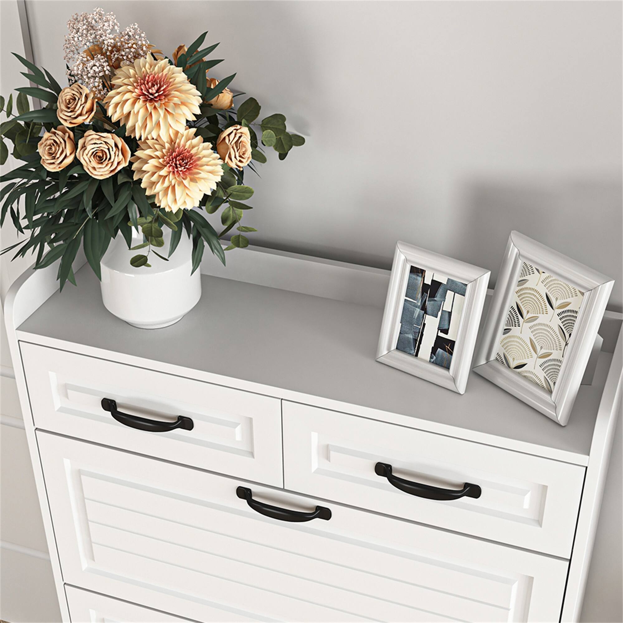 Alt View 1. Spaco - Narrow Shoe Cabinet With 3 Flip Drawers, Shoe Cabinet With 2 Drawers, Slim Shoe Organizer Rack For Entryway - White.