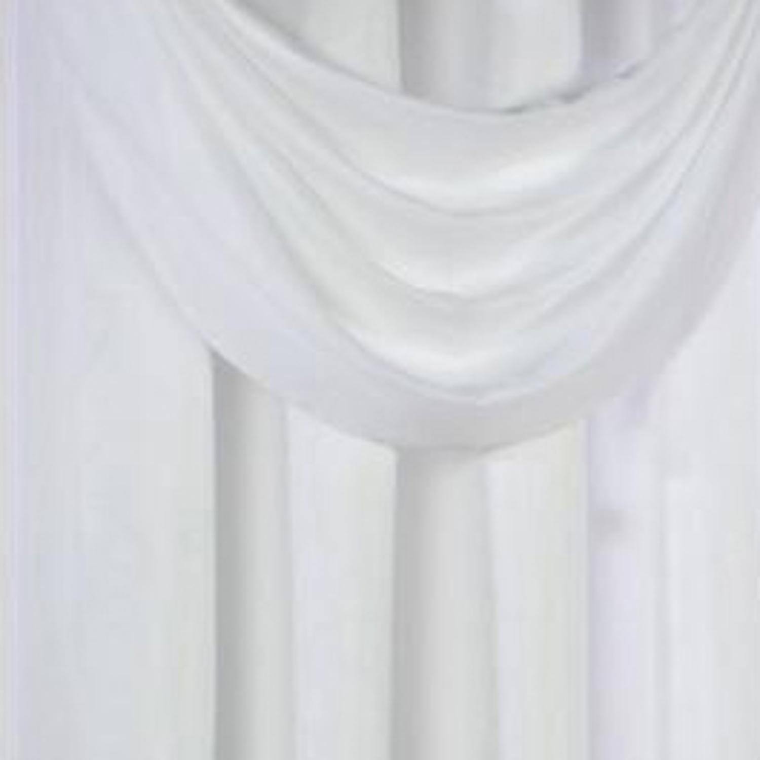 Left. Commonwealth Home Fashions - Commonwealth Thermavoile Rhapsody Lined Grommet Ascot Valance - 36x19" - White - White.