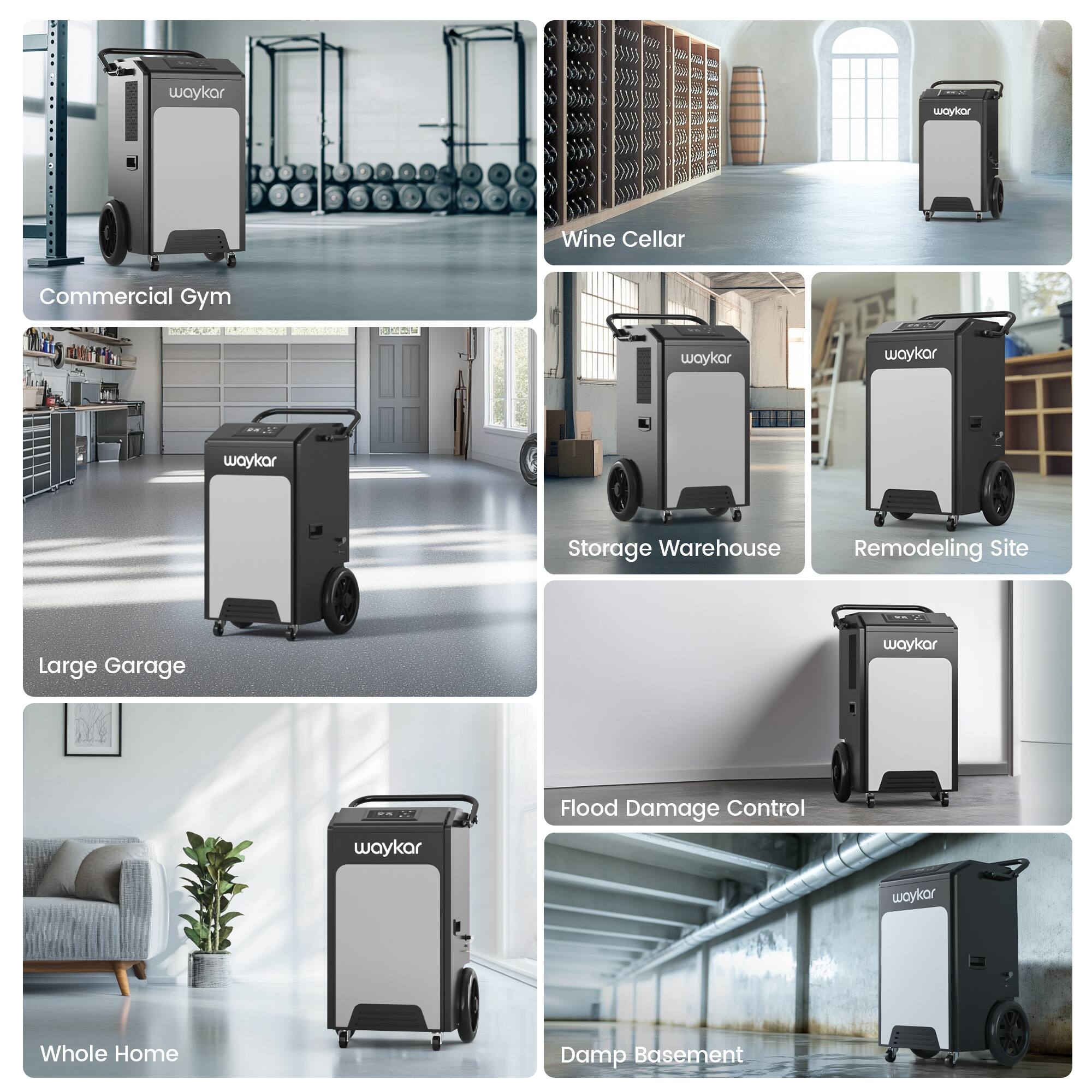 - Commercial Gym
- Wine Cellar
- Large Garage
- Storage Warehouse
- Remodeling Site
- Whole Home
- Flood Damage Control
- Damp Basement