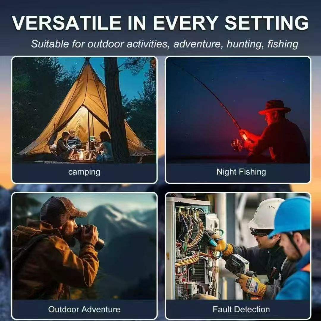 VERSATILE IN EVERY SETTING  
Suitable for outdoor activities, adventure, hunting, fishing  

- camping  
- Night Fishing  
- Outdoor Adventure  
- Fault Detection