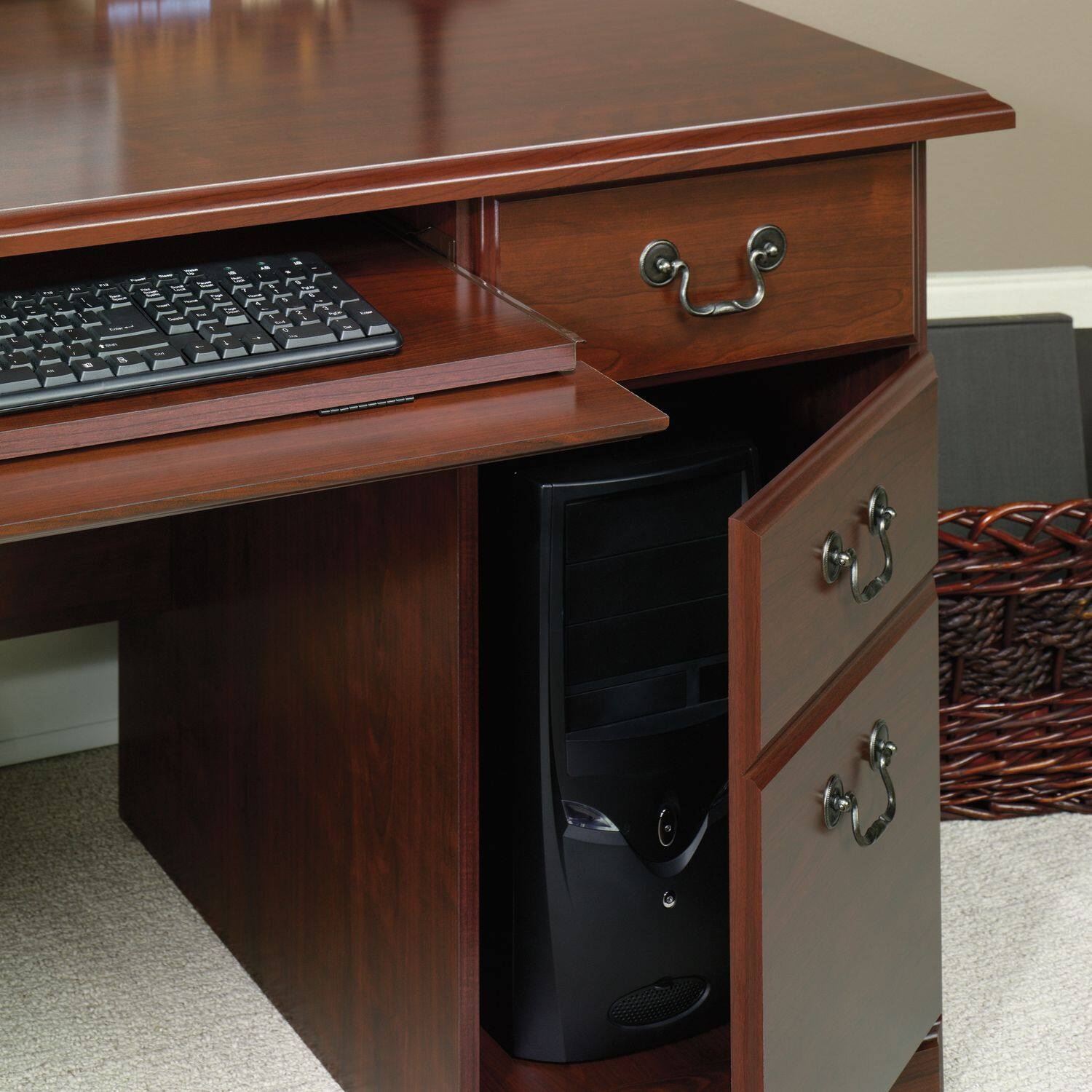 Alt View 2. Sauder - Sauder Heritage Hill Executive Desk Classic Cherry finish - Classic Cherry.