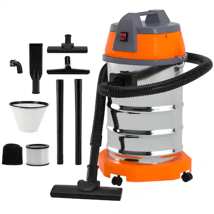 Front. Topteng - 8HP 3200W 2-in-1 Wet/Dry Vacuum - 10Gal Stainless Tank, with Filter and Attachments for House Garage Workshop Car - Orange&Silver.
