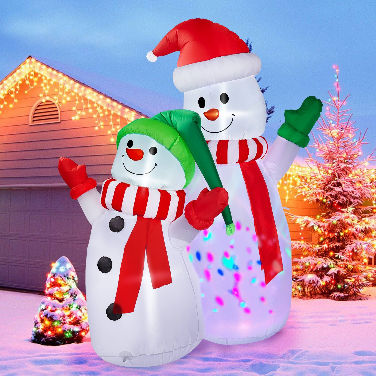 Alt View 1. CAMULAND - 6FT Inflatable Christmas Decorations Snowman with Built-in LED Lights for Outdoor Blow-up Decor - White.