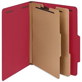 Staples - 100% Recycled Heavy Duty Classification Folder, 2-Dividers, 2" Expansion, Letter Size, Bright 10/Box - Red