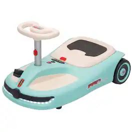 Qaba - Electric Wiggle Car with Convertible Steering Wheel Pull Handle, 2 Speed, Music, Lights for 3-5 Years - Light Blue