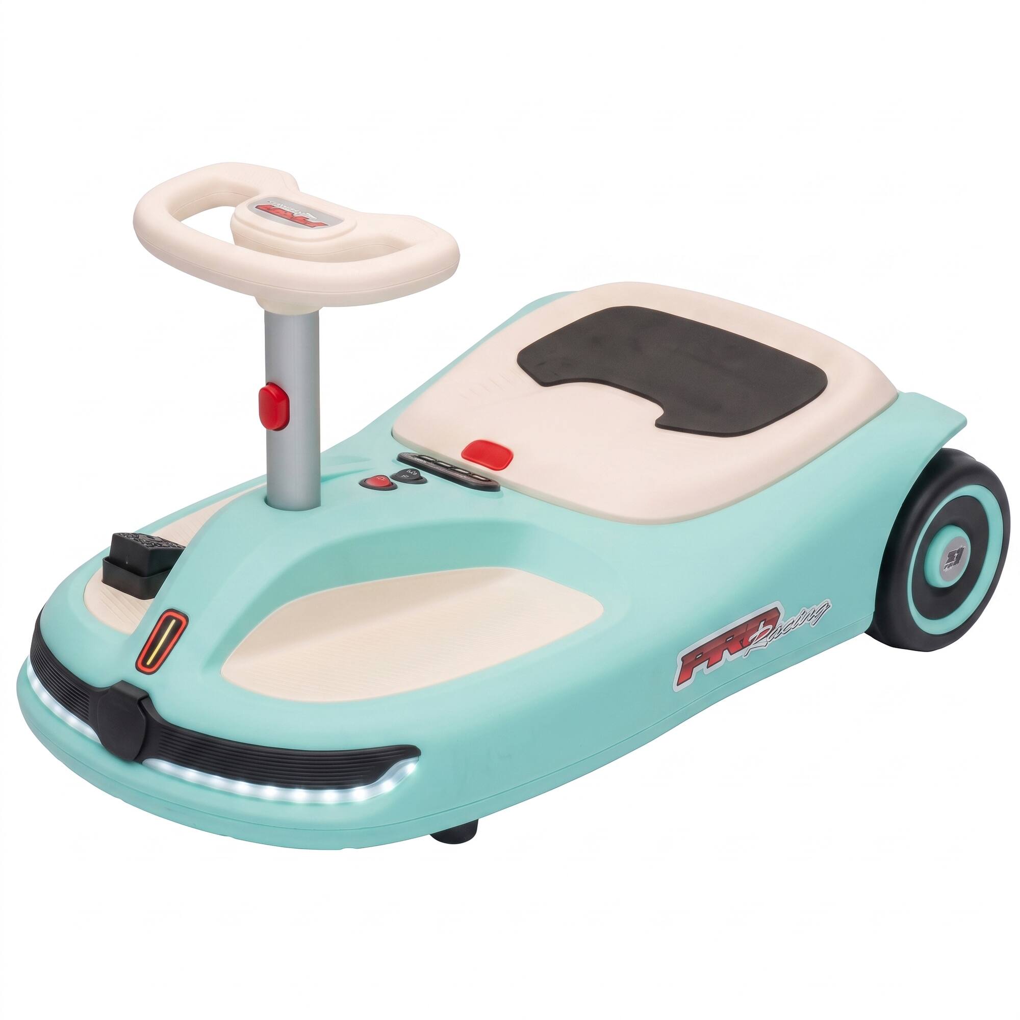 Front. Qaba - Electric Wiggle Car with Convertible Steering Wheel Pull Handle, 2 Speed, Music, Lights for 3-5 Years - Light Blue.