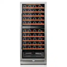 Ca'Lefort - 24 inch 90-Bottle Dual Zone Wine Cooler | Freestanding/Built-In | 3-Color LED Light | For Home Bar & Office - Stainless Steel