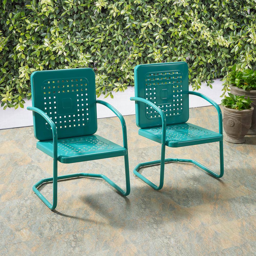 Alt View 8. Crosley Furniture - Bates 2Pc Retro Outdoor Chair Set - 2 Armchairs - Turquoise Gloss.