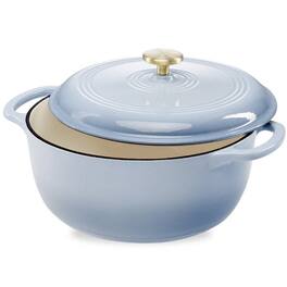 SlickBlue - Large 6-Quart Dutch Oven in Enamel Cast Iron for All-Purpose Cooking - Baby Blue