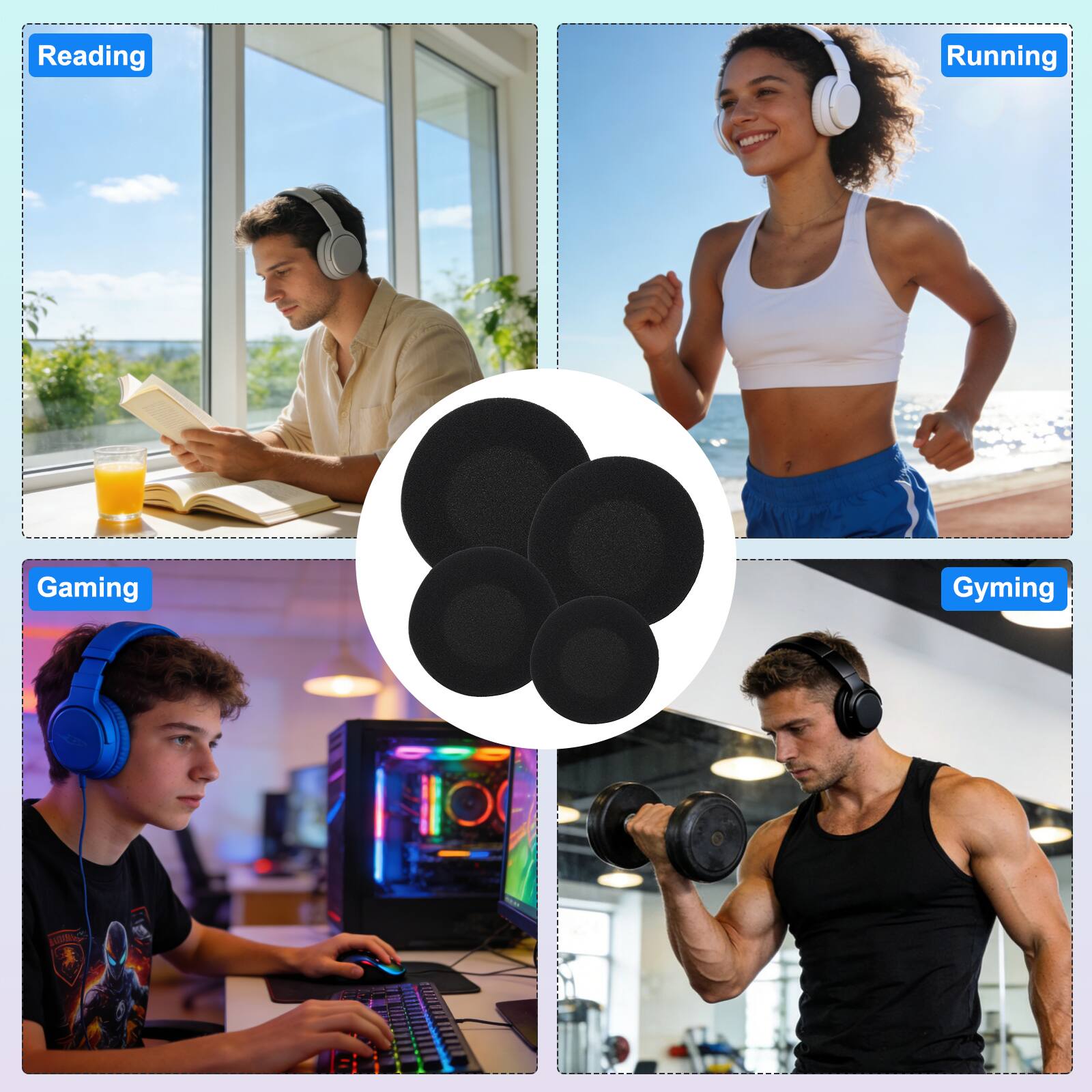 Reading  
Running  
Gaming  
Gyming