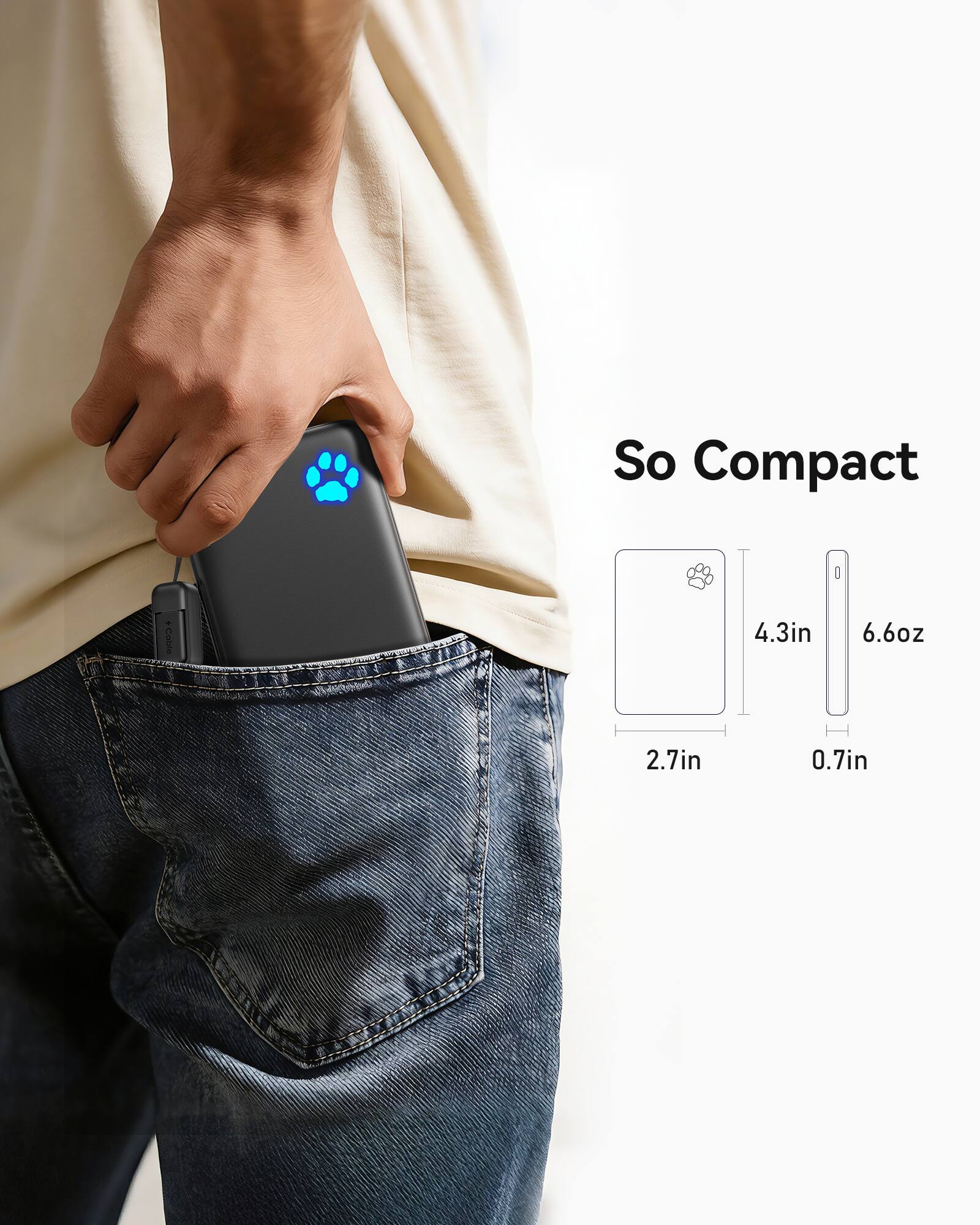 So Compact  
4.3in 2.7in 0.7in 6.6oz