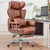 Front. KERDOM - Ergonomic Big and Tall Office Chair with Footrest, Soft High Back Executive Beautiful PU Leather Computer Chair - Brown.