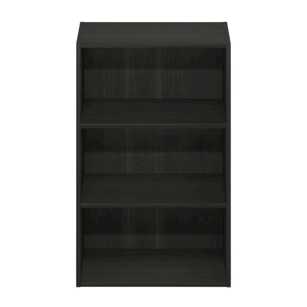 Back. FurniFact - Espresso 3-Tier Open Shelf Bookcase with Storage Organizer - Espresso.