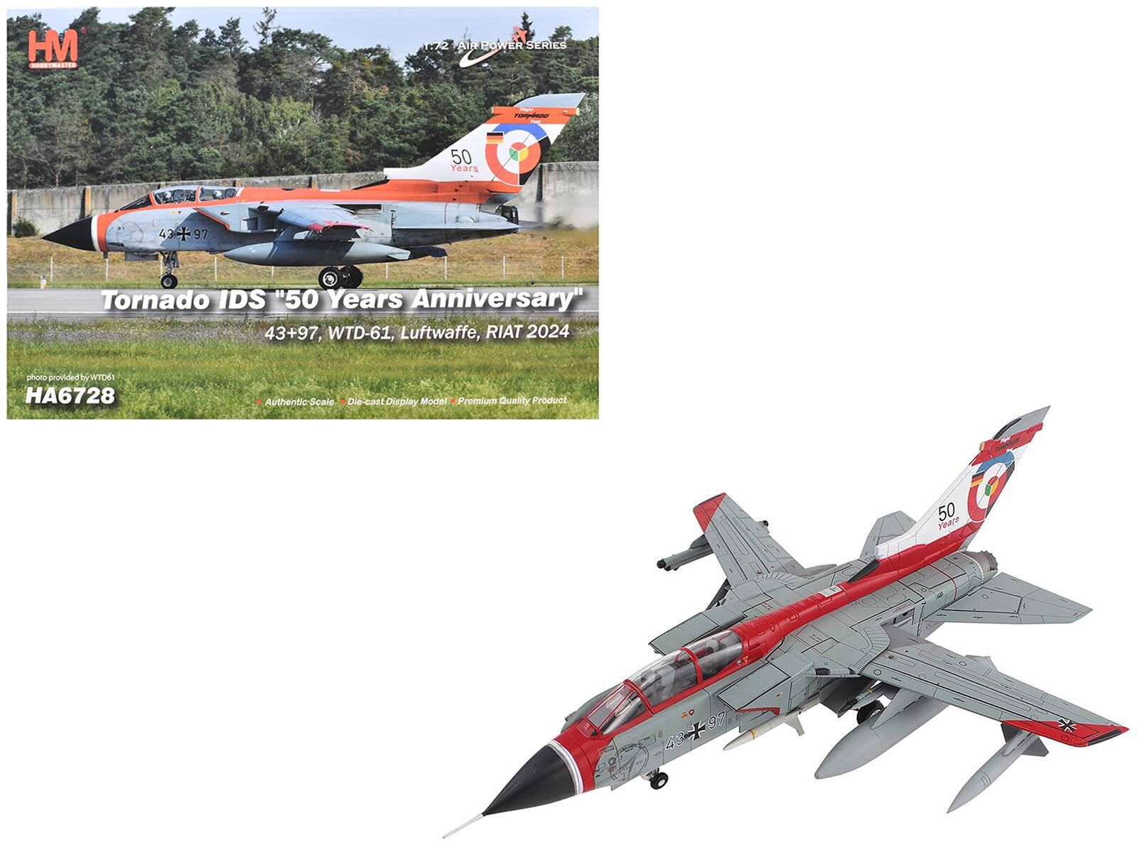 HM MOOSTRALIE SILE 1:72 AIR POWER SERIES  
Tornado IDS "50 Years Anniversary"  
43+97, WTD-61, Luftwaffe, RIAT 2024  
photo provided by WTD61  
HA6728  
Authentic Scale Die-cast Display Model - Premium Quality Product  

50 Years