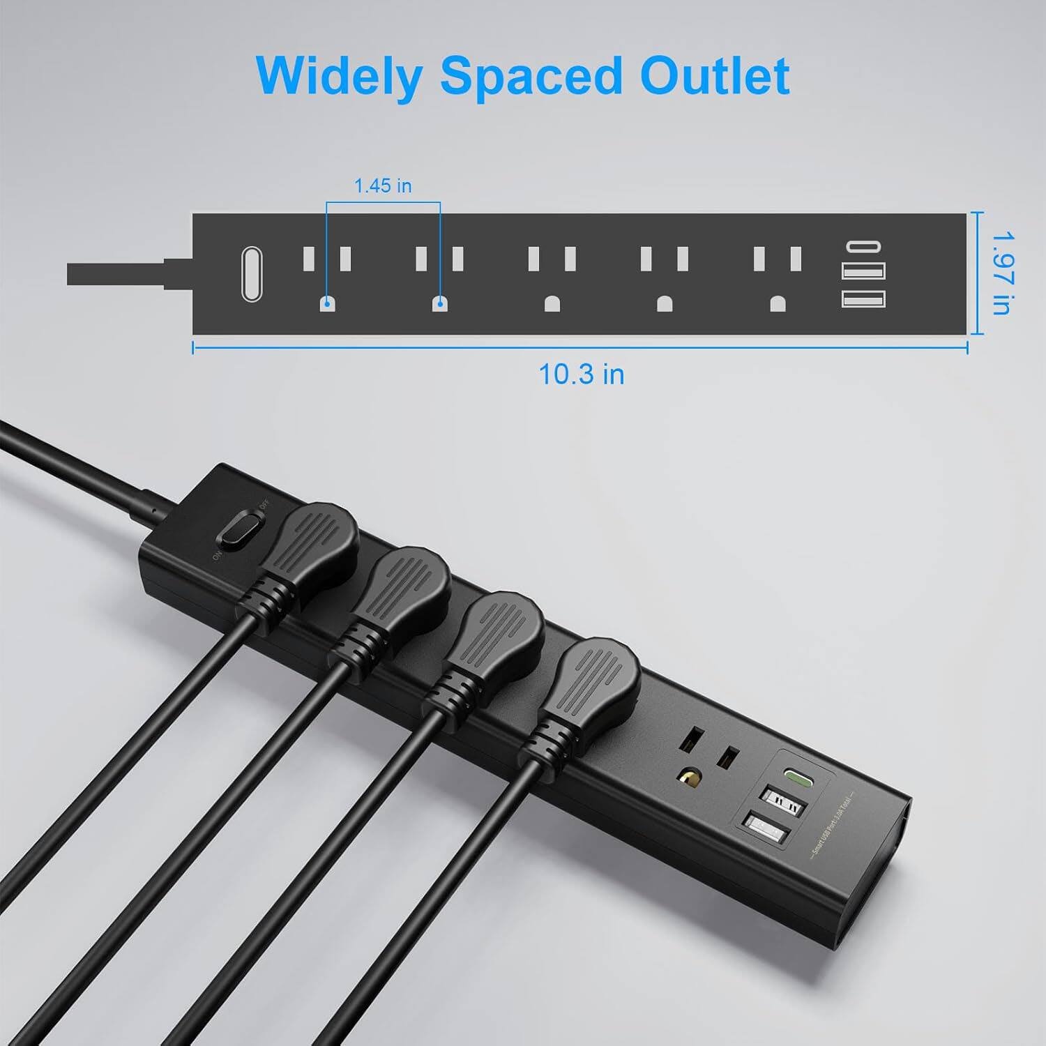 Widely Spaced Outlet

1.45 in

10.3 in

1.97 in