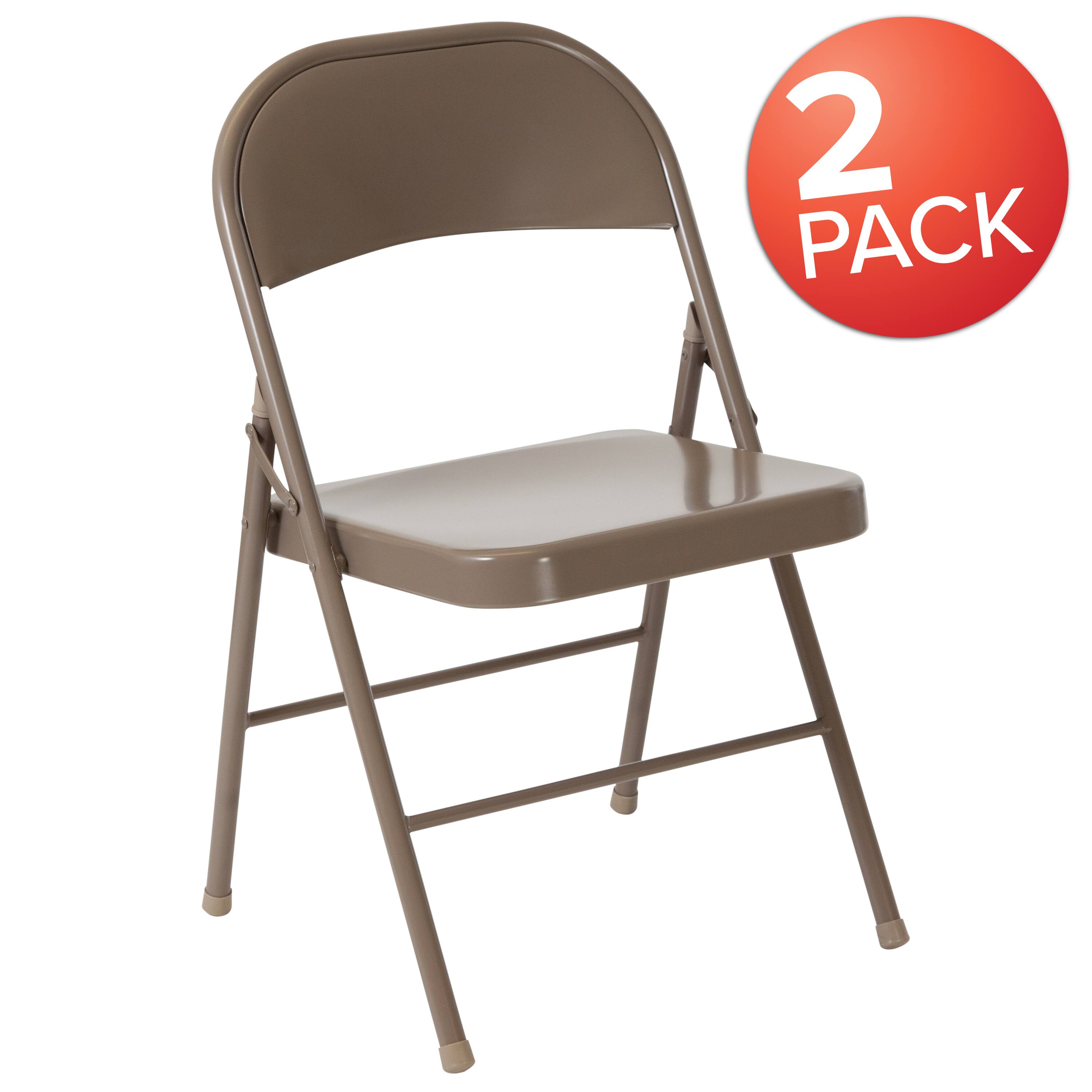 Alt View 1. Emma + Oliver - 2 Pack Home & Office Double Braced Party Events Steel Metal Folding Chair - Beige.
