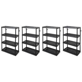 Gracious Living - 4 Shelf Fixed Height Ventilated Storage Unit, 4 Pack - Black