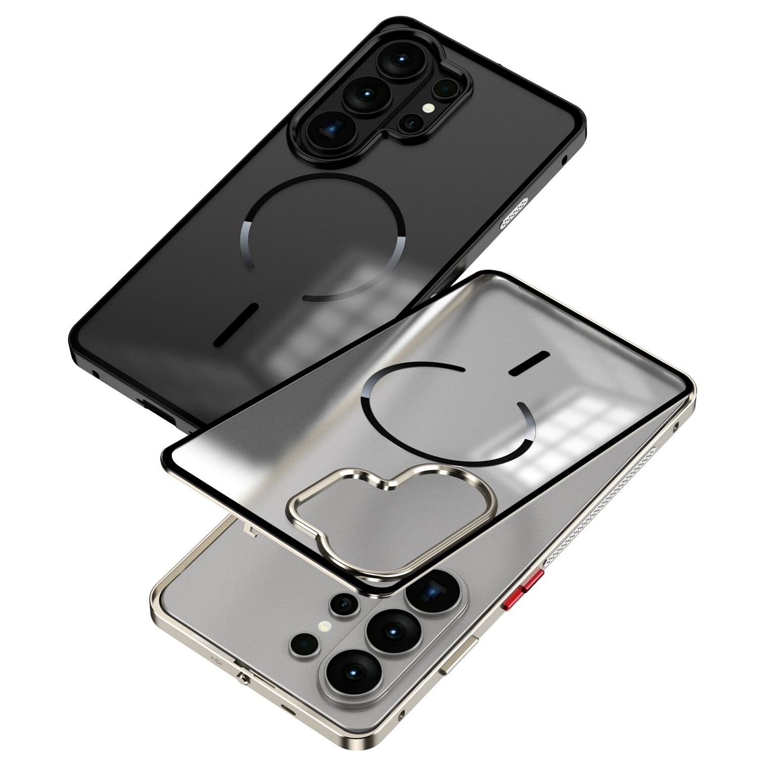 Alt View 6. Dteck - Magnetic Aluminum Bumper Case for Samsung Galaxy S26 Ultra, Slim Shockproof Translucent Matte Cover with Buckle Lock - Silver.