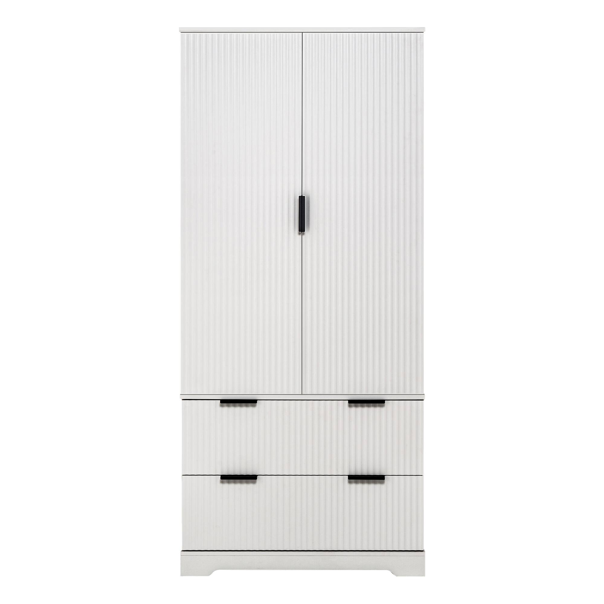 Alt View 7. Loheer - Loheer Kitchen Pantry Cabinet, 72 Inch Modern Fluted White Storage Cabinet with Doors, Drawers and Spice Rack - White.